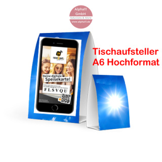 Tischaufsteller in A6-Hochformat gedruckt 500 Stück