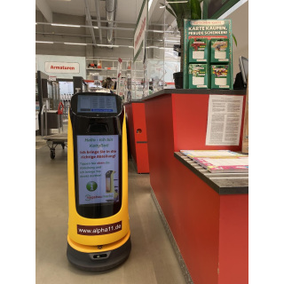 Baumarkt-Robotor - bringt Kunden zum Regal