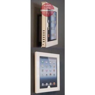 Stabile Wand-Halterung in weiß mit Kassettenfach für ASK-ALPHA Tablet 10"