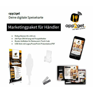Marketing Komplettpaket app2get Digitale Speisekarte f&uuml;r H&auml;ndler
